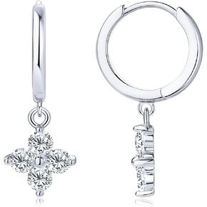 Moissanite Four Leaf Clover Hoop Earrings for Women 925 Sterling Silver 0.8CTTW D Color VVS1 Drop Earring with GRA Certificate (Gold) in Kuwait