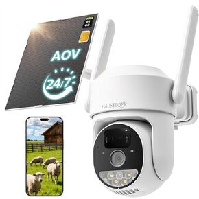 كاميرات أمان خلوية 4G LTE لاسلكية في الهواء الطلق، تسجيل AOV 24/7 مع بطاقة SD سعة 64 جيجابايت، لا توجد كاميرا أمان WiFi مع لوحة شمسية، كاميرا خارجية 360 درجة لاسلكية، كشف حركة AI، رؤية ليلية ملونة in Kuwait