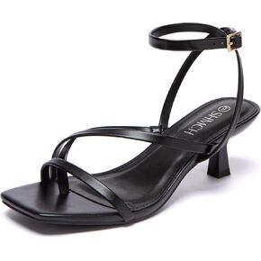 Kitten Heels for Women Low Strappy Lace Up Heels Square Toe Thong Ankle Strap Heels Fashion Comfort Dress Shoes in Saudi Arabia