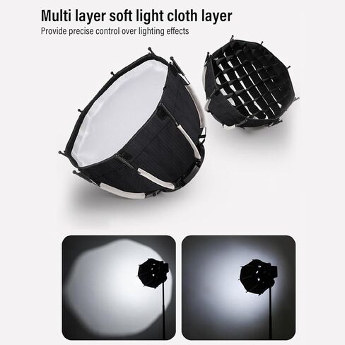 EBTOOLS Softbox، 9.44x11.41in صندوق ناعم مثمن لتركيب COB ملء الضوء، مع شبكة وموزع للتصوير الفوتوغرافي in Kuwait