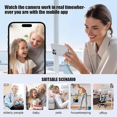 كاميرا مكبر صوت بلوتوث HD1080P، كاميرا مربية مع شبكة WiFi لاسلكية، كاميرات أمنية لمتجر المكاتب المنزلية، كشف الحركة بزاوية واسعة للغاية 240 درجة، مراقبة الأطفال، كاميرا للحيوانات الأليفة مع تطبيق (متضمنة بطاقة SD 32 جيجا) in Kuwait