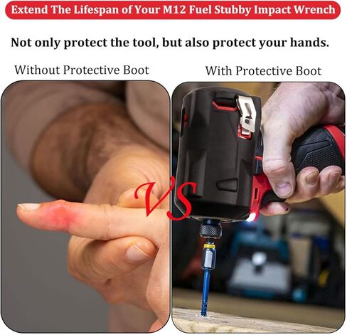 حذاء حماية M12 FUEL Stubby Impact Driver لميلووكي 1/2 و3/8 بوصة. مفاتيح ربط 49-16-2554، متوافقة مع موديلات 2554-20، 2555-20، 2555P-20، غطاء أسود متين (التمهيد فقط) in Kuwait