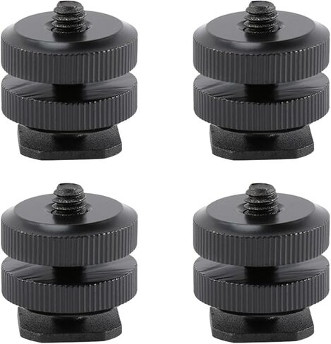 VANZACK 4Pcs Hot Shoe Flash Adapter with Tripod Screw Mount, Dual-Layer Aluminum Alloy Hot Shoe Mount for DSLR Camera Accessories, Compatible with Camera Flash and Tripod Mounting in Saudi Arabia