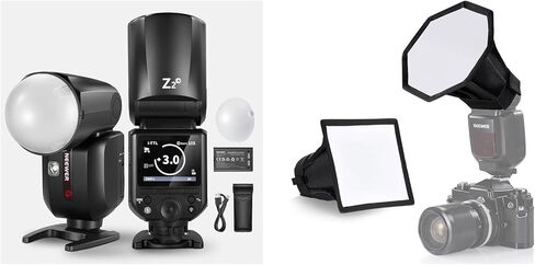 NEEWER Z2-N 2.4G TTL Round Head Speedlite متوافق مع كاميرات Nikon + NS5P 2 Pack Diffuser (5.9 بوصة/15 سم مثمن، 6 بوصة × 5 بوصة مستطيل) لفلاش Z2/Z1 متوافق مع Godox Sony Nikon Canon Flash in Saudi Arabia