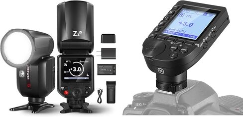فلاش NEEWER Z2-N 2.4G TTL برأس مستدير Speedlite لنيكون + مشغل فلاش لاسلكي QPRO-N TTL مطور، ضوء Speedlight مع بطارية 7.4 فولت/2600 مللي أمبير في الساعة 480 فلاش طاقة كاملة in Saudi Arabia