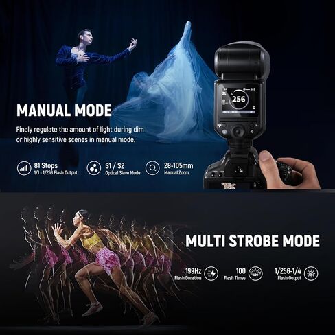 NEEWER Z2-N 2.4G TTL Round Head Flash Speedlite متوافق مع Nikon + NS5P Diffuser 2 Pack (5.9 بوصة/15 سم مثمن، 6 بوصة × 5 بوصة مستطيل) لمضات الرأس المستديرة، 76 واط 1/8000 ثانية HSS مع بطارية 7.2 فولت/3000 مللي أمبير في الساعة in Saudi Arabia
