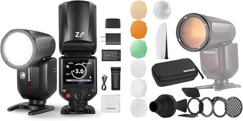 NEEWER Z2-N 2.4G TTL Round Head Flash Speedlite Compatible with Nikon Cameras + CRM2 Magnetic Accessories Kit for Round Head Flash, 76Ws Speedlight with 2600mAh Battery Cleaning Cloth in Saudi Arabia