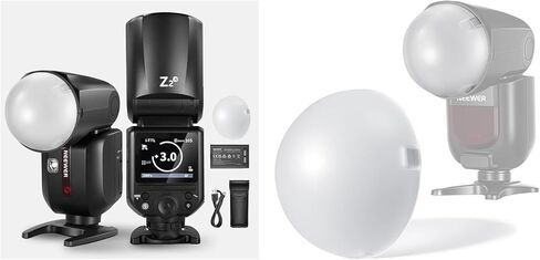 NEEWER Z2-N 2.4G TTL Round Head Flash Speedlite متوافق مع كاميرات Nikon + M12 ناشر قبة مغناطيسي لفلاش Z2/Z1 مستدير الرأس، 76Ws 1/8000s HSS Speedlite مع ناشر، 2 مصابيح للنمذجة in Kuwait