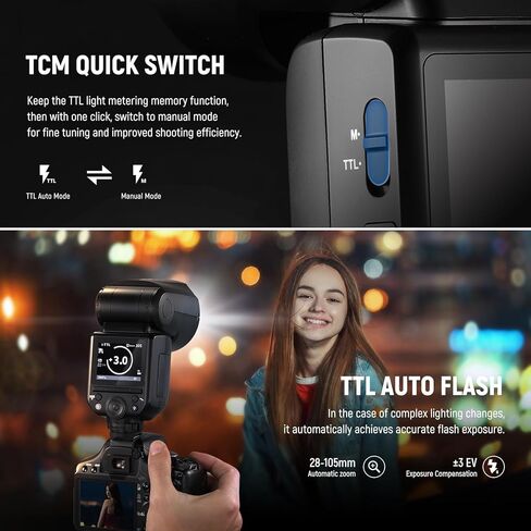 NEEWER Z2-N 2.4G TTL Round Head Flash Speedlite متوافق مع كاميرات Nikon + M12 ناشر قبة مغناطيسي لفلاش Z2/Z1 مستدير الرأس، 76Ws 1/8000s HSS Speedlite مع ناشر، 2 مصابيح للنمذجة in Kuwait