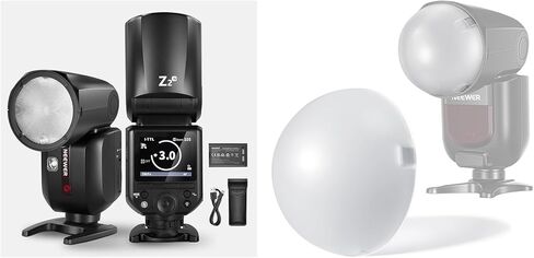 NEEWER Z2-N 2.4G TTL Round Head Flash Speedlite Compatible with Nikon + M12 Magnetic Dome Diffuser for Round Head Speedlite, 76Ws 1/8000s HSS Flash with TTL/M Quick TCM Switch, 7.2V/3000mAh Battery in Saudi Arabia
