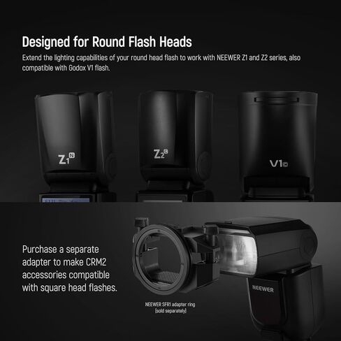 NEEWER Z2-N 2.4G TTL Round Head Flash Speedlite Compatible with Nikon Cameras + CRM2 14pcs Magnetic Accessories Kit for Round Head Flash Compatible with Godox V1 Speedlites in Saudi Arabia