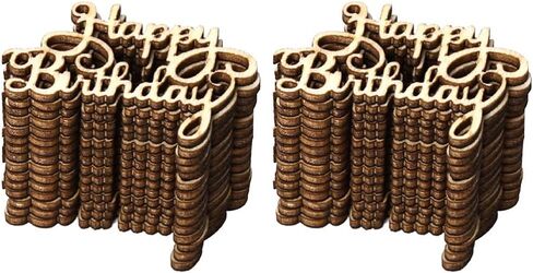 Amosfun Happy Birthday Wooden Party Sign 2-Pack Eco-Friendly Wood Cutouts for Birthday Decoration Photo Props Table Ornament in Saudi Arabia