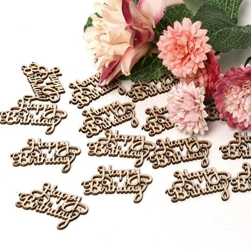 Amosfun Happy Birthday Wooden Party Sign 2-Pack Eco-Friendly Wood Cutouts for Birthday Decoration Photo Props Table Ornament in Saudi Arabia