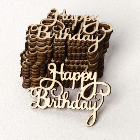 Amosfun Happy Birthday Wooden Party Sign 2-Pack Eco-Friendly Wood Cutouts for Birthday Decoration Photo Props Table Ornament in Saudi Arabia