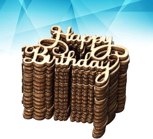 Amosfun Happy Birthday Wooden Party Sign 2-Pack Eco-Friendly Wood Cutouts for Birthday Decoration Photo Props Table Ornament in Saudi Arabia