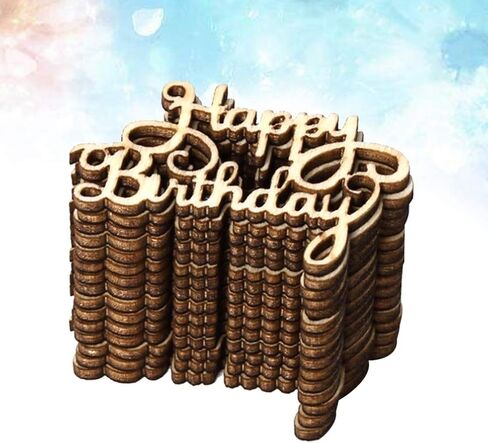 Amosfun Happy Birthday Wooden Party Sign 2-Pack Eco-Friendly Wood Cutouts for Birthday Decoration Photo Props Table Ornament in Saudi Arabia