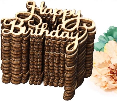 Amosfun Happy Birthday Wooden Party Sign 2-Pack Eco-Friendly Wood Cutouts for Birthday Decoration Photo Props Table Ornament in Saudi Arabia