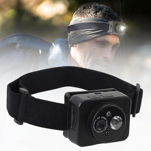 Zyyini Head Mounted Action Camera, 1080P Video Recording Camera, 2MP Wearable Body Video with Intelligent Sensing LED Headlamp, for Outdoor Hiking Riding in Saudi Arabia