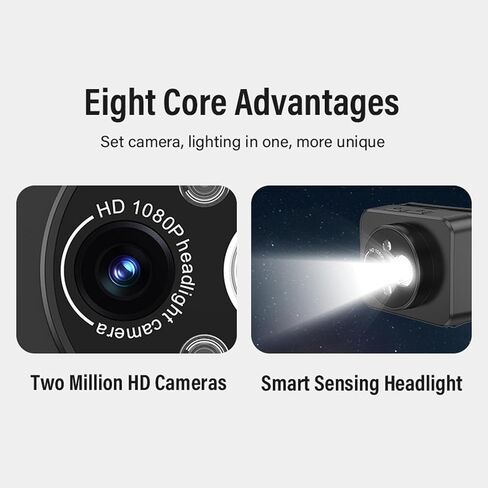 Zyyini Head Mounted Action Camera, 1080P Video Recording Camera, 2MP Wearable Body Video with Intelligent Sensing LED Headlamp, for Outdoor Hiking Riding in Saudi Arabia
