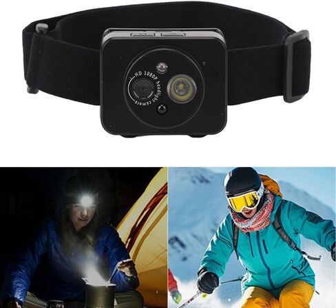 Zyyini Head Mounted Action Camera, 1080P Video Recording Camera, 2MP Wearable Body Video with Intelligent Sensing LED Headlamp, for Outdoor Hiking Riding in Saudi Arabia