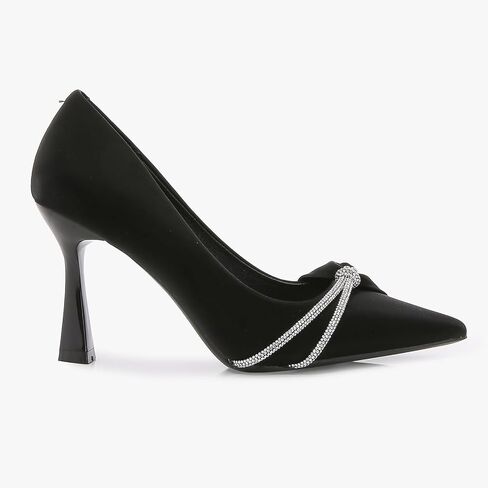 Women's Pointed Toe Stiletto, Rhinestone Knot Dress Pump with Satin Finish in Saudi Arabia