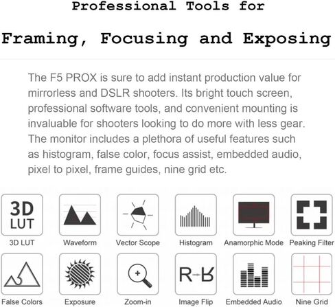 FEELWORLD F5 Prox 5.5 Inch 1200nit High Bright Touch Screen Field Monitor, 1920 * 1080, 5V Type-C Power Supply, 4K HDMI in&Out, F970 Battery Plate in Saudi Arabia