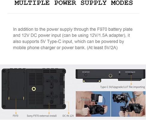 FEELWORLD F5 Prox 5.5 Inch 1200nit High Bright Touch Screen Field Monitor, 1920 * 1080, 5V Type-C Power Supply, 4K HDMI in&Out, F970 Battery Plate in Saudi Arabia