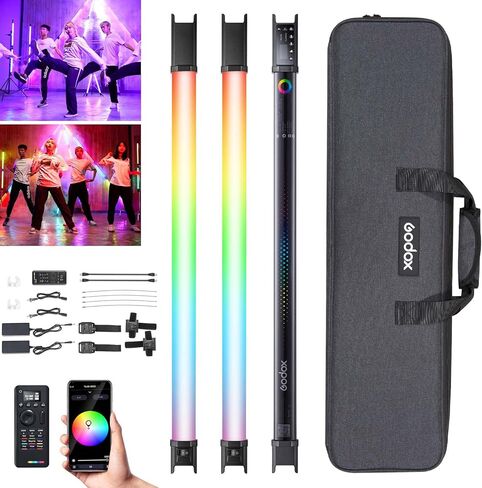 مجموعة إضاءة أنبوبية Godox TL60 RGB، ألوان كاملة مع بطارية قابلة لإعادة الشحن 2600 مللي أمبير في الساعة، التحكم في التطبيق 2700K-6500K RGB CCT HSI Gel Mode 39 تأثيرات FX للتصوير الفوتوغرافي TikTok YouTube in Saudi Arabia