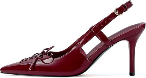Dsevht Slingback هريرة الكعوب للنساء مرصعة الكعب مضخات أشار مغلقة اصبع القدم الكعوب خمر خنجر مضخات الأحذية in Kuwait
