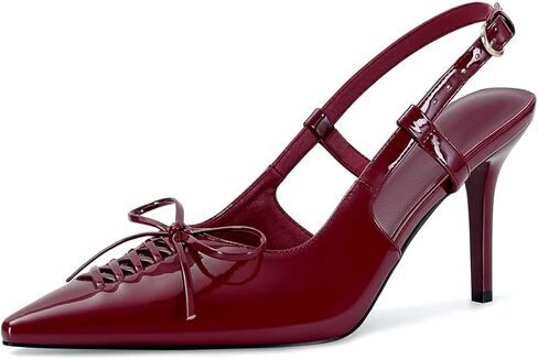 Dsevht Slingback هريرة الكعوب للنساء مرصعة الكعب مضخات أشار مغلقة اصبع القدم الكعوب خمر خنجر مضخات الأحذية in Kuwait