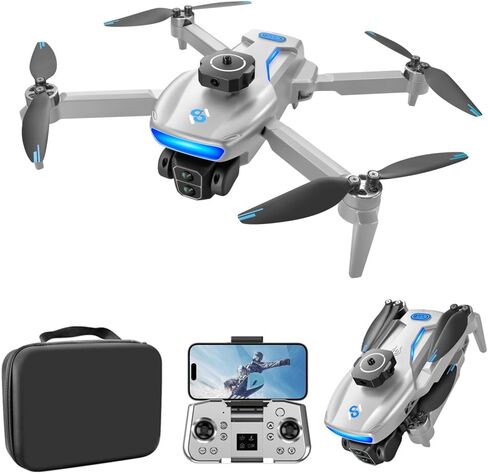 S181 GPS Drone with Camera for Beginners, 8K FPV Drone with Brushless Motor, 5G WiFi Transmission, Obstacle Avoidance, Optical Flow Positioning, Auto Return, Follow Me, Carrying Case (Gray) in Saudi Arabia