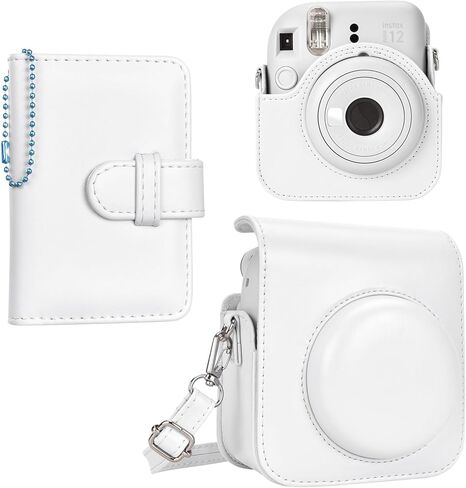 حافظة كاميرا Fuji Mini 12 وألبوم صور، حافظة جلدية واقية متوافقة مع كاميرا Instax Mini 12 الفورية مع ألبوم صور وحزام كتف قابل للتعديل - أخضر نعناعي in Kuwait