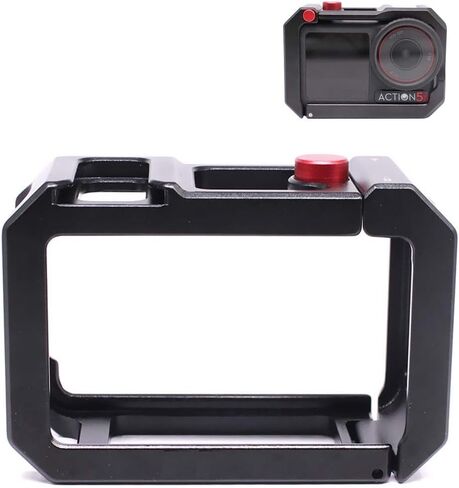 قفص كاميرا متوافق مع DJI Action 3/4 / 5 Pro، دعامة حامل دعم، مثبت جهاز DSLR من سبائك الألومنيوم مع حذاء بارد وفتحة ARRI مقاس 1/4 بوصة لصناعة الأفلام وتصوير الفيديو in Saudi Arabia