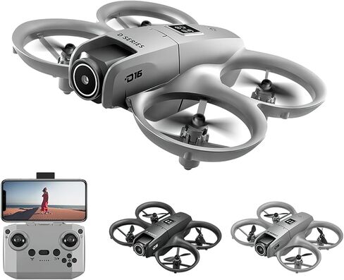 كاميرا D16 Dron مزدوجة عالية الدقة قابلة للطي بدون طيار للتحكم عن بعد مع تحوم بصري تلقائي لتجنب العوائق في الداخل والخارج، هدية للرجال لموسم العودة إلى المدرسة عيد الميلاد والهالوين وعيد الشكر (رمادي) in Kuwait