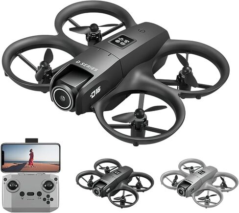 New D16 Dron Dual HD Camera Foldable Remote Control Drone with Optical Fow Hover Auto Intelligent Obstacle Avoidance Indoor and Outdoor Drone Men's Gift for Back-to-School Season Christmas Halloween Thanksgiving (Gray) in Saudi Arabia