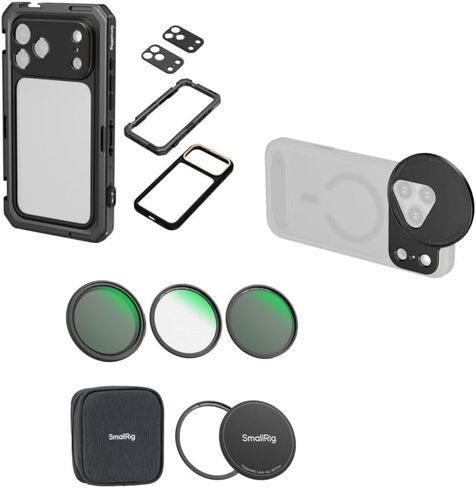 الحزمة: قفص فيديو للهاتف المحمول SMALLRIG لهاتف iPhone 17 Pro 5545+FilMov 67mm حلقة فلتر مغناطيسية 5547+ 5-in-1 مجموعة مرشح عدسة مغناطيسية 67 مم 4726 in Saudi Arabia