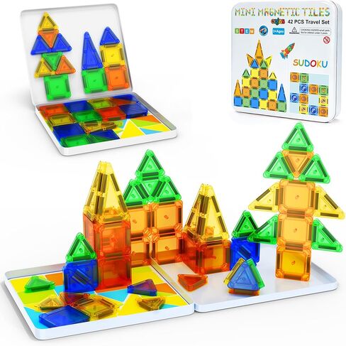 Mini Travel Magnetic Philes with Case-Add Sudoku Play ، البلاط المغناطيسي المصغرة 42 ٪ ، وكتل مغناطيسية محمولة للأطفال من 3 إلى 5 4-8 بويز فتيات ، ألعاب مغناطيسية حسية جذعية للداخلية الخارجية ، هدية مثالية للأطفال in Saudi Arabia