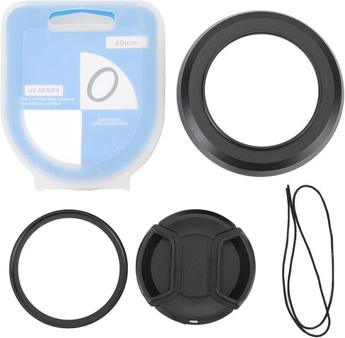 Lens Hood 49mm Lens Filter and Lens Cap Set, Prevents Ghosting and for 24mm F2.8D 28mm F2 35mm F2.8 Lenses, Compatible with Most in Saudi Arabia