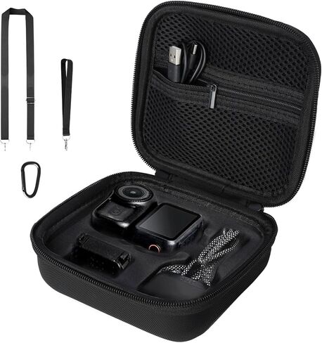 حافظة صلبة لهاتف Osmo Nano: صندوق حمل من جلد البولي يوريثان مع جيب شبكي لكاميرا Dji Osmo Nano وملحقاتها - حقيبة تخزين محمولة للسفر (أسود) in Saudi Arabia