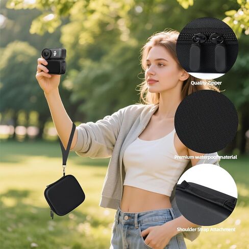 حافظة صلبة لهاتف Osmo Nano: صندوق حمل من جلد البولي يوريثان مع جيب شبكي لكاميرا Dji Osmo Nano وملحقاتها - حقيبة تخزين محمولة للسفر (أسود) in Saudi Arabia