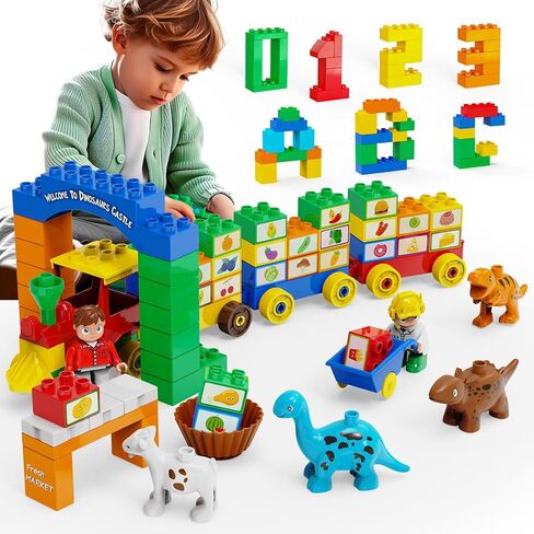 Building Blocks for Toddler (126Pcs) Stacking Toys with 4 Cars, Learning and STEM Fun Montessori Toys, Educational Blocks Age 3+ for Kids Boys & Girls Birthday, Compatible with All Major Brands in Saudi Arabia