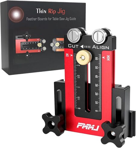 منشار طاولة رفيع مزود ببكرتين - دليل دقيق لقطع الأشرطة الضيقة المتكررة، متوافق مع فتحة U مقاس 3/8 بوصة × 3/4 بوصة ودليل رقص منشار طاولة بفتحة T مقاس 1/4 بوصة × 3/8 بوصة، وأدوات قطع الأعمال الخشبية in Kuwait