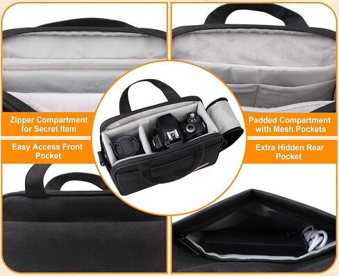 Lacdo Camera Bag Case for Canon Powershot SX540 SX530 SX60 SX420 HS, Nikon Coolpix L340 B500 B700 L330 L840, Panasonic LUMIX, Sony a6000 Digital Camera and Accessories Shoulder Bag, Anti-shock, Black in Saudi Arabia