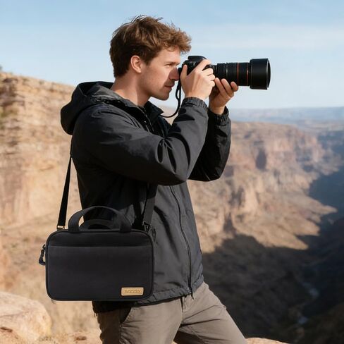 Lacdo Camera Bag Case for Canon Powershot SX540 SX530 SX60 SX420 HS, Nikon Coolpix L340 B500 B700 L330 L840, Panasonic LUMIX, Sony a6000 Digital Camera and Accessories Shoulder Bag, Anti-shock, Black in Saudi Arabia