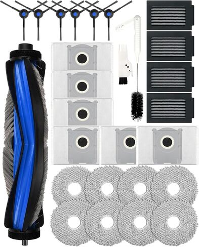 مجموعة أجزاء استبدال Yivy لـ Ecovacs DeeBot T50 Omni/T50 Pro Omni- مجموعة ملحقات 27 قطعة مع فرشاة على شكل حرف V ، 6 فرش جانبية ، 8 منصات Mop ، 4 مرشحات Hepa ، 6 أكياس غبار وفرشاة دلو in Saudi Arabia