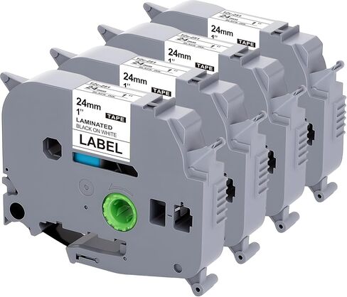 Weemay TZe-251 24mm 0.94 Laminated White Tape Compatible with Brother Label Maker Tape TZe251 TZ-251 TZ251 for PTouch PT-D600 PT-P700 PT-P750W PT-P900W Printer (1 in x 26.2 ft, Black on White) 6 Pack in Kuwait