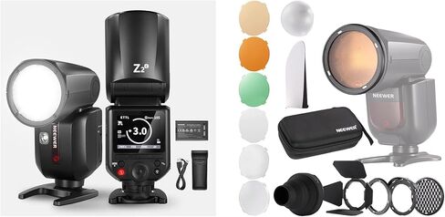 NEEWER Z2-C 2.4G TTL Round Head Flash Speedlite Compatible with Canon + CRM2 Magnetic Accessories Kit for Round Head Speedlite, Speedlight with 3000mAh Battery 600 Full Power Flash in Saudi Arabia