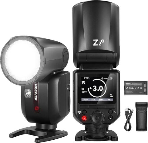 NEEWER Z2-C 2.4G TTL Round Head Flash Speedlite Compatible with Canon + CRM2 Magnetic Accessories Kit for Round Head Speedlite, Speedlight with 3000mAh Battery 600 Full Power Flash in Saudi Arabia