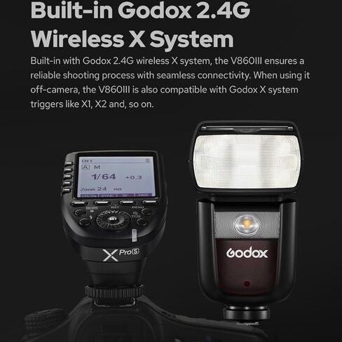 فلاش Godox V860III-C لكاميرا Canon Flash Speedlite مع دعامة فلاش S3 Speedlite 7.2 فولت/2600 مللي أمبير في الساعة بطارية ليثيوم أيون، 2.4 جيجا هرتز لاسلكي HSS 1/8000 1.5 ثانية وقت إعادة التدوير 10 مستويات LED لضوء النمذجة لكاميرا Canon in Saudi Arabia