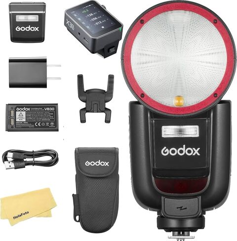 فلاش كاميرا GODOX V1 Pro C V1Pro-C مع مشغل فلاش X3ProC لكاميرات Canon، 76Ws 2.4G TTL 1/8000 HSS، 500 ومضة طاقة كاملة، وقت إعادة التدوير 1.3 ثانية، بطارية ليثيوم أيون 2980 مللي أمبير في الساعة، مصباح النمذجة LED (إصدار الولايات المتحدة الأمريكية) in Saudi Arabia